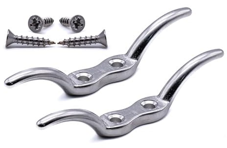 2pcs Flag rope cleat hooks 66mm marine grade stainless steel 316 A4 non rust flagpole blind cord (66mm)
