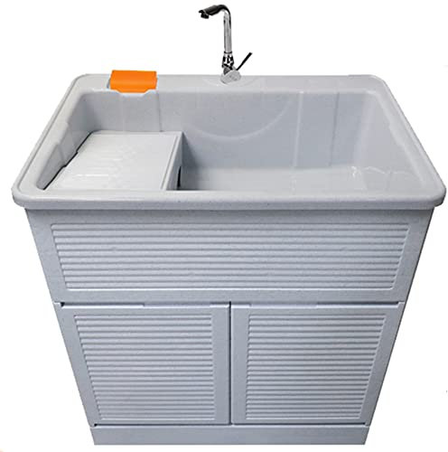 Meuble de lavabo pour buanderie, station de lavage des mains, évier utilitaire portable sur pied, cuve de lavage avec planche à laver et kit de robinet, lavabo de salle de bain, meuble de rangement, g