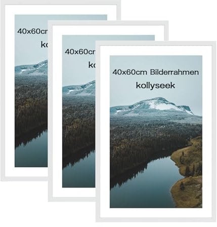 kollyseek 3er Set 40x60cm Bilderrahmen und Acrylglas Weiß Fotorahmen,zum Aufhängen & Aufstellen, Wand Bilderrahmen Moderner Fotorahmen, Weiß Dekorahmen