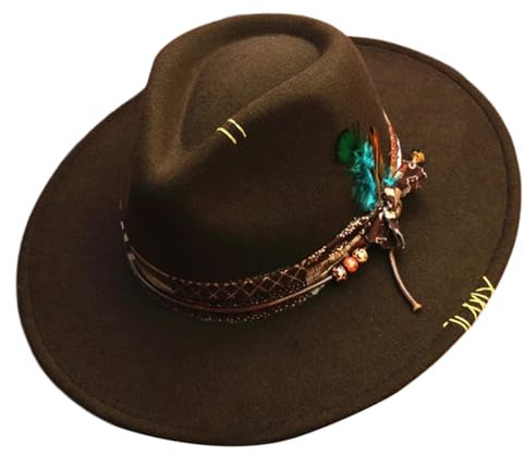 LUOFENG Fashion Fedoras Homburg Panama Hut Exotic Maillard für Damen Herren Foto Requisiten Western für Männer Frauen Uni Tragen Kopfbedeckung