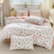 Freyamy Housse de Couette Fleurie 220x240+2 Taie d'oreiller 65x65 Blanc Rose Vert Feuilles Floral Parure de lit 2 Personnes Adulte Fleurs Sets de Housse Couette en Microfibre avec Fermeture Éclair