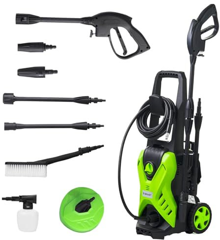 BRAST Hochdruckreiniger Elektro - Easy | 1700 Watt 135 bar | inkl. 11-TLG. Sonderzubehör | Fördermenge 420 l/h | Schlauchtrommel 5m Hochdruckschlauch Hochdruckpistole | mobiler Flächenreiniger