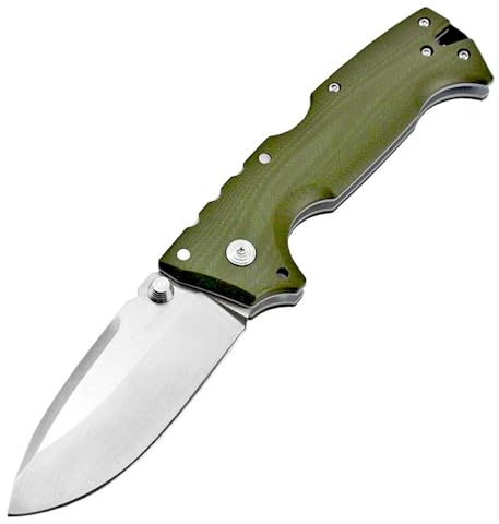 Joa Klappmesser Robust Taschenmesser Grün Tanto Messer Stahl Klinge, G10 Griff, Outdoor Messer Survival, Praktische EDC Messer Jagdmesser, Camping Scharfes Einhandmesser