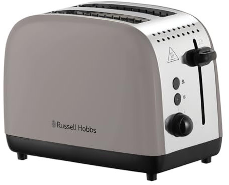 Russell Hobbs 2 Slice Toaster [Fast Toasting, Frozen/Cancel/Reheat Functions with Lift & Look] Classics Mocha (Longer slots, High lift lever, Crumb tray, Cord storage) 26931