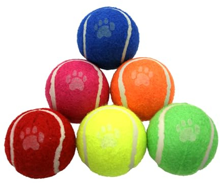 Tennis Balls – Soft, Multi-Colour, Pet-Friendly & Durable Rubber for Fetch, Training & Play. Lightweight, Safe for Indoor/Outdoor Use. Great for Exercise & Fun with Your Dog-6-Pack Dog Balls