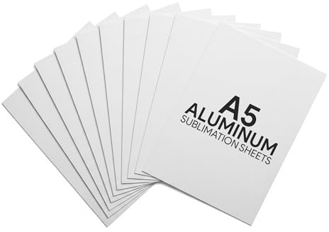 Hoja de aluminio en blanco brillante de 21 x 14 cm, tamaño A5 para transferencia de prensa de calor, paneles de fotos personalizados y señalización (paquete de 20)
