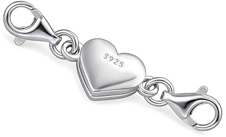 Herz Magnetverschluss Kette, 925 KettenverläNgerung Silber | 925 Sterling Armband Verschluss Magnetverschluss für Halskette Armband Schmuckherstellung DIY Jewellery Making Accessories