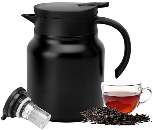 Tetera Térmica 1000 ml Térmica con Filtro Doble Capa Termo de Agua Caliente Termos para Café Té Leche