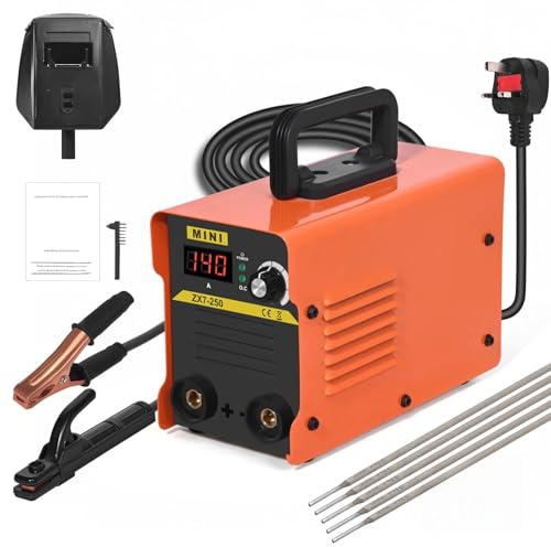 140Amp 220V Mini Stick Welder, Portable & Lightweight Welding Machine with IGBT Digital Display LCD– Mini ARC Welding Kit with 5 Welding Electrodes, Electrodes Holder, Earth Clamp