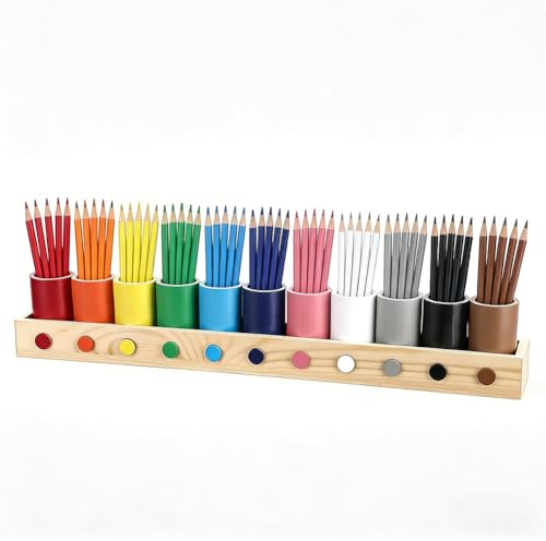 11 Fächern Buntstifthalter aus Holz, Stiftehalter Stifte Organizer, Buntstifthalter aus Massivholz, Schreibtisch Organizer für Bleistifte,Farbstifte,Pinsel, Stifteköcher für Schule Büro Zuhause (L)