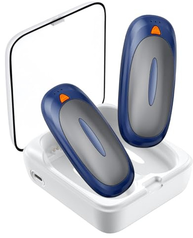 handwärmer für Skifahren, 10000mAh Ladecase, 2-Pack Tragbarer USB-Aufladbarer Handwärmer, 3 Stufen Heizung,Taschenwärmer Wiederverwendbar für Winter Outdoor Skifahren, Camping Geschenke (Blau)