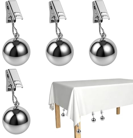 Eulihent 4 Pièces Pince Nappe Table Attache Nappe de Table Exterieur Poids de Nappe Robustes en Acier Poids pour Nappe Résistants Pendentif Nappe Tablecloth Weights, 65g