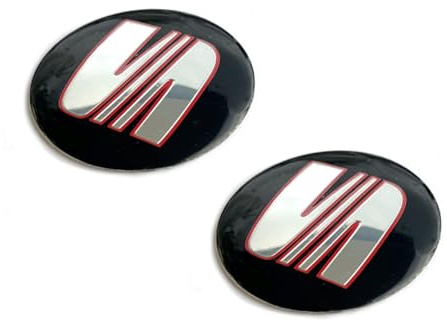 2 Stück 56mm, 60mm, 65mm Diameter Aufkleber passend fürS.e..at_Auto Style. Für Auto Tuning, Nabenkappen, Abdeckkappen. Aluminium Sticker mit Emblem (60mm)