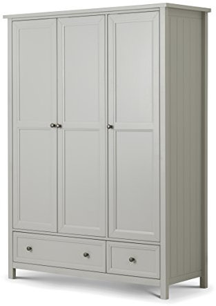 Julian Bowen Maine 3 Door Combination Wardrobe, Dove Grey