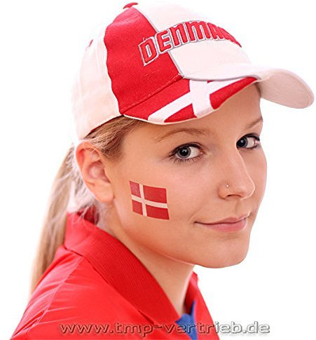 10 x DänemarkTattoo Fan Fahnen Set - EM 2024 - Denmark temporary tattoo Flag (10)