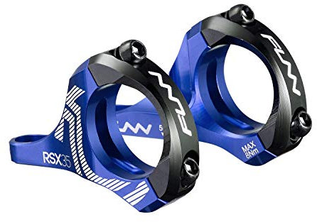 FUNN RSX Mountainbike Direktmontage Vorbau mit 35mm Lenkerklemmung, 2-teiliges leichtes Split-Design für Dual Crown Gabeln, verstellbare Verlängerung 45-50mm mit 20mm Erhöhung (Blau)