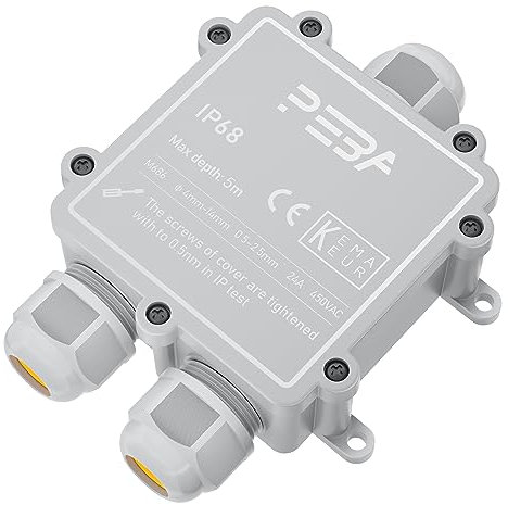 PEBA Wasserdichte Abzweigdose für Erdkabel, IP68, 3-Wege Verteilerdose, passend für Kabel mit 4mm-14mm, für den Einsatz im Außenbereich wie Garten und Outdoor, Grau(1 Stück)