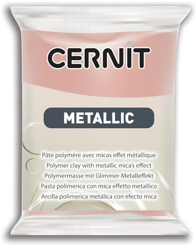 CERNIT CE0870056052C - Block Modelliermasse (Polymer) METALLIC, ofenhärtend, sofort gebrauchsfähig, 56g, geeignet für DIY, Schmuck und Figuren, für Einsteiger und Hobbykünstler, Rosagold, 1 Stück
