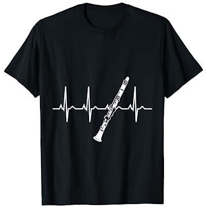 Jazz Musik Herzschlag EKG Klarinette T-Shirt