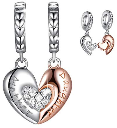 FOREVER QUEEN Mutter Tochter Herz Liebe Charm Bead für Armband 925 Sterling Silber Charm Anhänger MuttertagGeschenk Mit Geschenkbox
