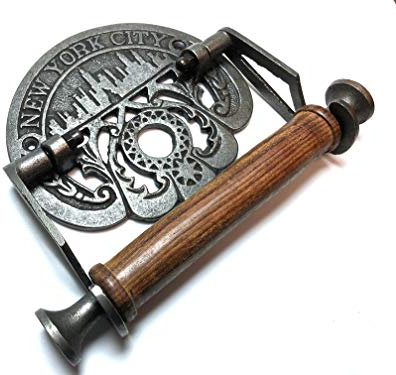 Antique Iron Toilet Roll Holder 'New York City' 150mm