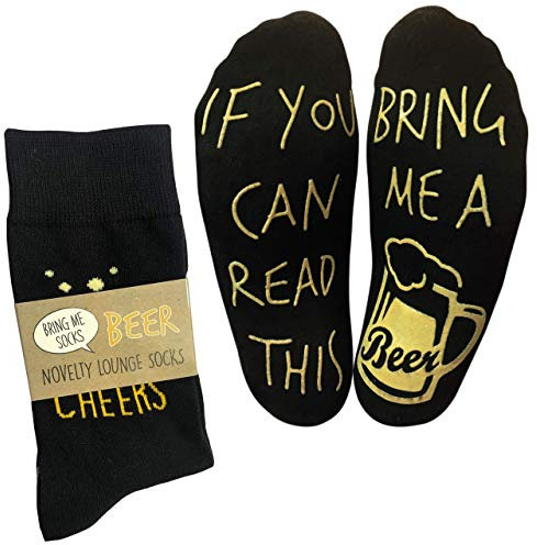 bring me socks 'If you can read this bring me a beer' Funny Novelty Calf Lounge Socks for a Beer Gift, One size