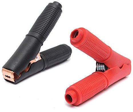 Lot de 2 pinces crocodiles rouges et noires pour voiture, projets électriques, testeur de tension