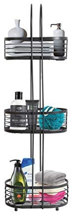 HINCH Non Rust 3 Tier Free Standing Shelf Shower Bath Caddy Toilet Organiser Vintage Design Storage Rack Bath Organizer - Dark Grey