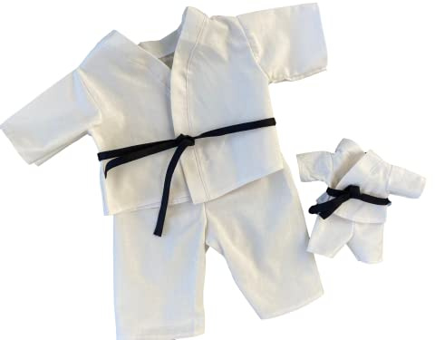 Puppenkleidung handmade Karate Anzug passend für Kuscheltier Äffchen Gr. 20 cm oder Gr. xxl 45 cm Bekleidung Kleidung teakwondo Gi Judo Aikido NEU