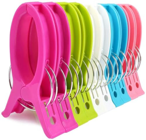 TOKERD 10 Pcs Grandes Pinces à Serviette de Plage pour Transat Gros Pinces à Linge Grosse épingles pour Serviette, Couettes, Draps de Bain, Couverture, Vêtements, Durables Clips