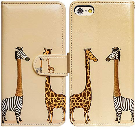 Bcov iPhone SE 2022 Case,iPhone SE 3rd gen Case,iPhone SE 2020 Case, Giraffe Long Neck Zebra Leather Flip Phone Case Wallet Cover with Card Slot Holder Kickstand For iPhone SE 2020/iPhone 8/iPhone 7