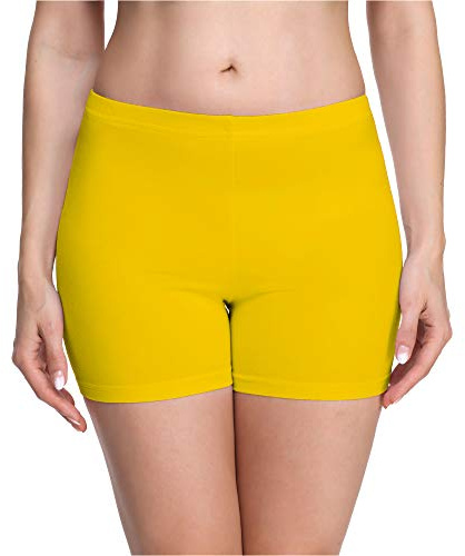 Merry Style Damen Shorts Radlerhose Unterhose Hotpants Kurze Hose Boxershorts aus Viskose MS10-283(Gelb,XS)