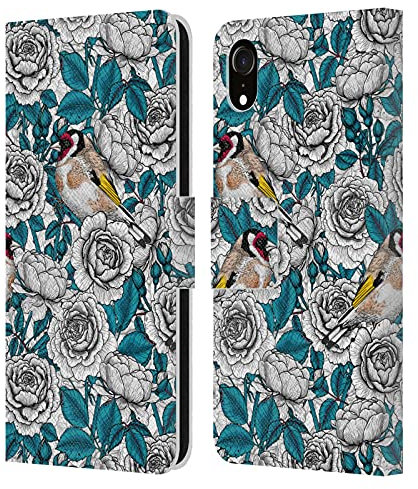 Head Case Designs Offizielle Zugelassen Katerina Kirilova Weiße Rose & Vögel Blumige Muster Leder Brieftaschen Handyhülle Hülle Huelle kompatibel mit Apple iPhone XR