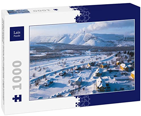 Lais Puzzle Winteransicht von Kiruna, der nördlichsten Stadt Schwedens, Provinz Lappland, winterlich sonniges Bild, aufgenommen von Einer Drohne 1000 Teile