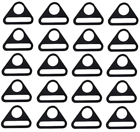 JIHUOO 20 Stück Metall Dreieck Schnalle Dreieck Ring Drehclip Gepäck Ringschnalle Einstellbare Schnalle 25 mm Black