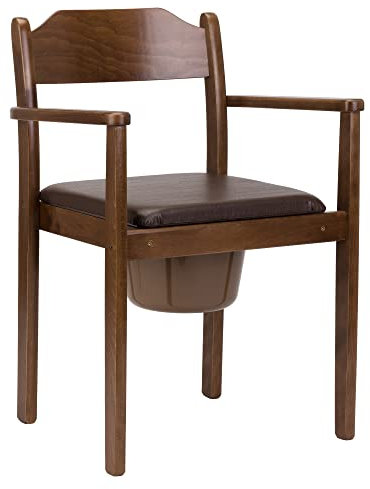 MaJSL Hygienischer Toilettenstuhl DUHA Nachtstuhl aus hochwertiges Holz Herausnehmbarer Eimer mit Deckel Zertifizierte Toilettenhilfe (Dunkelbraun)