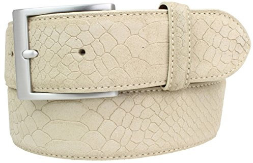 BELTINGER Gürtel mit Edelstahl-Gürtelschnalle und Pythonprägung 4 cm | Leder-Gürtel 40mm Schlangen-Optik |Schlangen-Muster | Mist 110cm