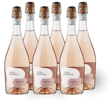 Terra Organica Prosecco Rosé D.O.C.11% ABV | Organic Italian Light & Extra Dry Sparkling Prosecco Rosé | 6 x 75cl | Case of 6 | Award Winning Prosecco | Produced by Family Run Winery