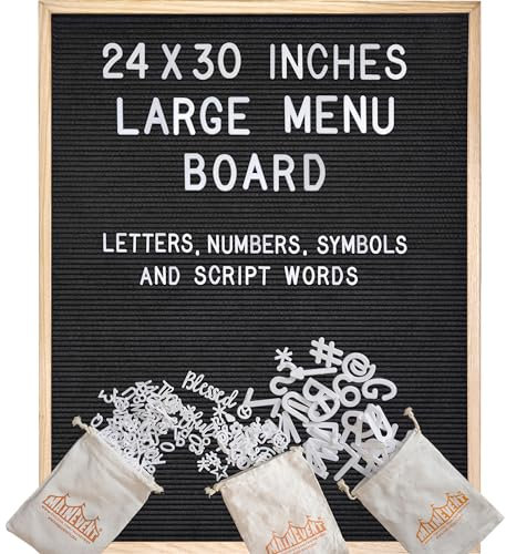 Großes Briefbrett 61x76 cm, großes Filz-Briefbrett, großer Menütafel-Buchstaben, Briefbrett-Buchstaben, großes schwarzes Buchstabenbrett, wechselbares Briefbrett groß