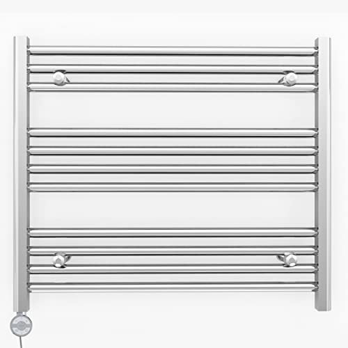 Myhomeware 900mm Wide Chrome Electric Bathroom Heated Towel Rail Thermostatic Warmer Radiator Precise Control (900 x 600 mm (BTU: 976))