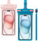 2 Stück wasserdichte Universal-Handytasche mit Umhängeband, Handy, IP8x stoßfest, Tauchen bis zu 17.8 cm (7 Zoll) Trockentasche, Outdoor, Strand, schwimmend, HD TPU, staubdicht, Blau,Rosa