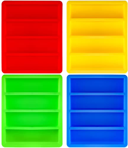 Hedume Set of 4 Silicone Butter Mold Tray, Silicone Ice Cube Trays, Collins Ice Cube Mold Tray, BPA Free, Rectangular Mold for Butter, Cocktail, Bottled Beverage, Cake and Soap Bar