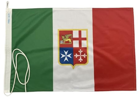 NS BANDIERE Bandiera Marina Mercantile Italiana da Barca cm 20x30 in Tessuto Nautico di 130gr. m² con Corda