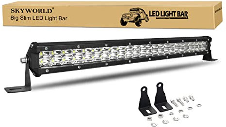SKYWORLD 20 Zoll 51CM 144W Slim Led Arbeitsscheinwerfer Bar 12V 24V Spot Zusatzscheinwerfer Auto Scheinwerfer Wasserdicht LED bar für 4x4 Offroad Traktor ATV UTV SUV LKW Lightbar