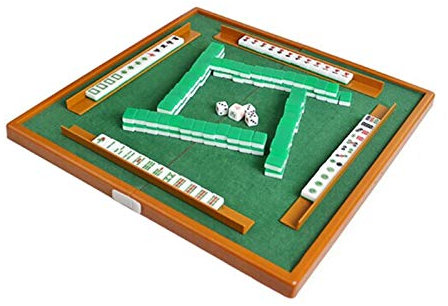 burko Mini-Mahjong-Set,Mini-Mahjong-Set mit klappbarem Mahjong-Tisch, tragbares Mahjong-Spielset für Reisen, Familie, Freizeit, Indoor-Unterhaltungszubehör