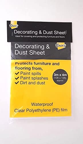 Plastic Dust Sheets for Decorating - Floor and Furniture Protection - Dust Proof, Waterproof & Disposable Paint Clear Plastic Polythene Cover(Pack of 2)