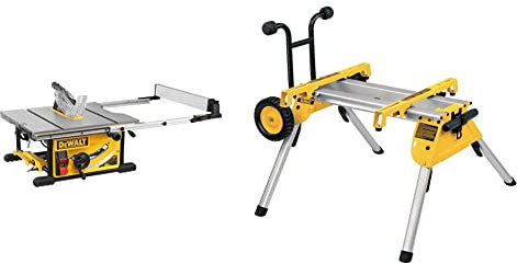 DeWALT DWE7492-QS - Sierra de Mesa 2.000 W - Diámetro 250 mm -Mesa 670 x 630 mm - Electrónica - Portátil, Negro/Amarillo & DeWalt DE7400 - Mesa de trabajo DeWalt