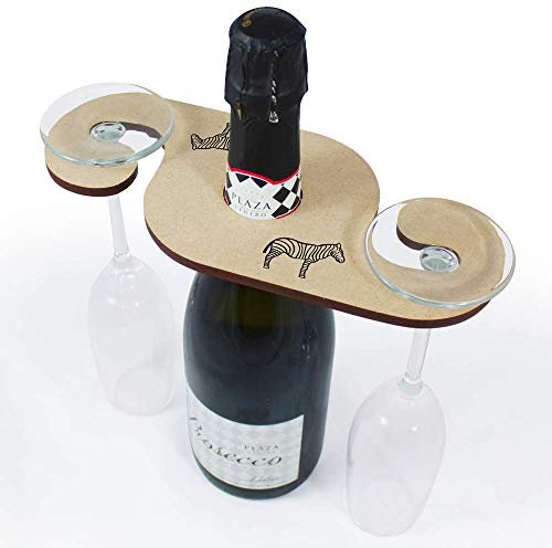Azeeda 'Zebra' Wooden Wine Glass/Bottle Holder (GH00047543)