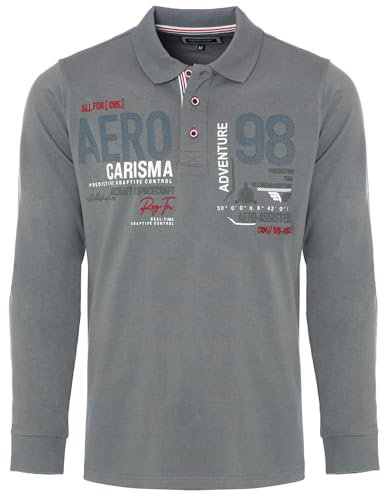 Carisma Langarm Poloshirt für Herren 100% Baumwolle ? Herren Langarmshirt mit Stickerei ? Angenehmes Regular Fit Longsleeve für Büro und Freizeit 3445 GR XXL