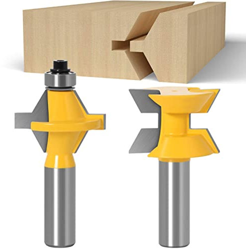 2PCS 1/2 Inch Handle Router Bit Set 120 Degree Tenon Router Bit Set, Woodworking Slot Chisel Tool with Edge Sealing